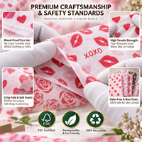 Kertas Tisu Cetak Khusus 17g Kertas Pembungkus Hati Cinta Valentine untuk Kemasan Hadiah Pakaian Mewah dan Display Ritel