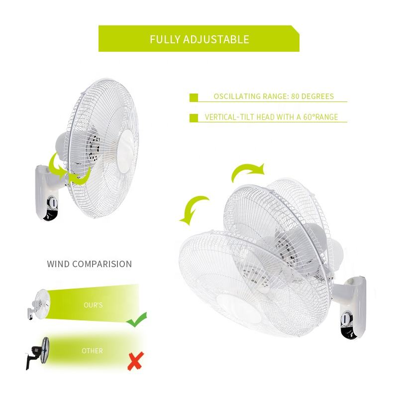 ETL Approved 3 Speed Oscillating Fan - Wall Mounted & Durable