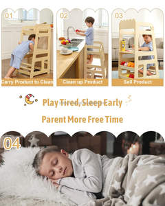 Support Montessori réglable en bois Tour d'apprentissage pour enfants Tabouret de cuisine et de salle à manger pour tout-petits et enfants pour hôtels - Product Image 2