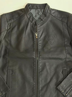 Veste en cuir de motard décontractée à col montant pour homme, tendance automne-hiver, avec logo personnalisé, vente en gros, grandes tailles