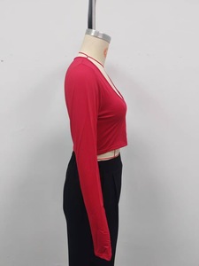 Camiseta Corta de <span class=keywords><strong>Manga</strong></span> Larga para Mujer, Estilo Y2K, Ajustada, Escote Bajo, Venta al por Mayor para Comercio Transfronterizo en la UE y EE. UU. - Product Image 3