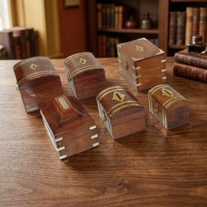 Eco-friendly Polished Antique Imitation Small Money <b>Saving</b> Banks with Brass Inlay Design Made of Wood for Business Gift Set Six - Product Image 3