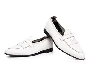 Mocassins à pampilles en cuir noir pour hommes, à enfiler, à bout pointu, chaussures habillées formelles pour mariage et bureau - Product Image 6