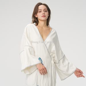 Vestido Largo de Playa Elegante Personalizado para Mujer, Vestido de Verano Vintage con Cuello en V Bordado para Mujer - Product Image 5