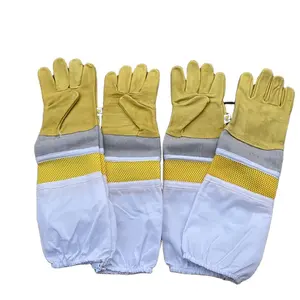 Gants d'abeille en peau de chèvre, protège-poignet en cuir, gants de garde d'abeille, manchette longue pour fournisseur d'apiculture