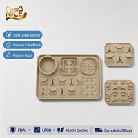 Tapis de léchage en silicone NicePets pour alimentation lente avec plateau divisé |   Base à ventouse anti-étouffement |   Bol pour chien et chat 4 couleurs