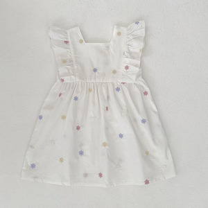 Vestidos de bebé dulces de verano 2025 para niñas y <span class=keywords><strong>hermanas</strong></span>, Pelele de algodón puro para niños pequeños, cuello de encaje y traje de hermana de flores - Product Image 6