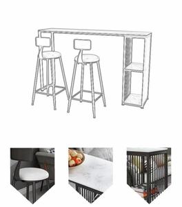 <span class=keywords><strong>Table</strong></span> de bar longue en marbre de style nordique et cloison combinée de chaise ménage contre la lumière murale luxe grand pied petit bar - Product Image 1