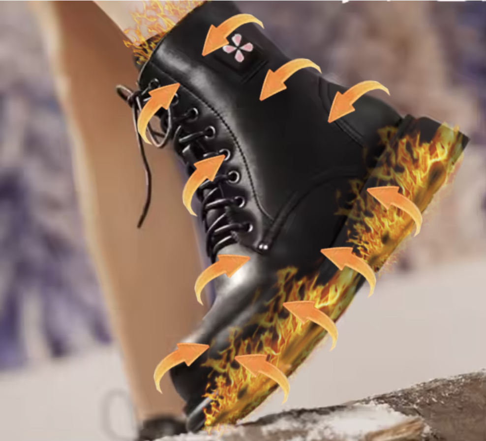 Rechargeable Electric Warming Boots Leather Wool Electric Heated