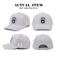 Casquettes de baseball perforées personnalisées imperméables avec logo, casquettes de baseball à 5 panneaux, casquettes de sport brodées pour hommes