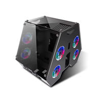 Boîtier de PC de jeu E-Sports, tour moyenne ATX, en plastique, pour hôtel, cybercafé, bricolage, boîtier transparent intégral irrégulier