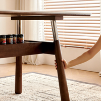 Table à manger moderne en pierre frittée, style mi-siècle, avec pieds en bois et acier inoxydable, avec rangement, meubles de salle à manger rectangulaires de style Bauhaus