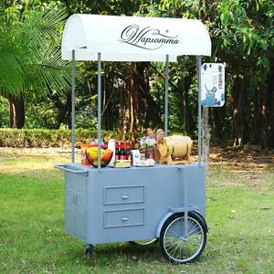 Individuelles Logo Größe mobiler Imbisswagen Geschäfts-Hand-Schubkarren zum Verkauf Kaffee-Süßigkeiten-Eiscreme-Wagen