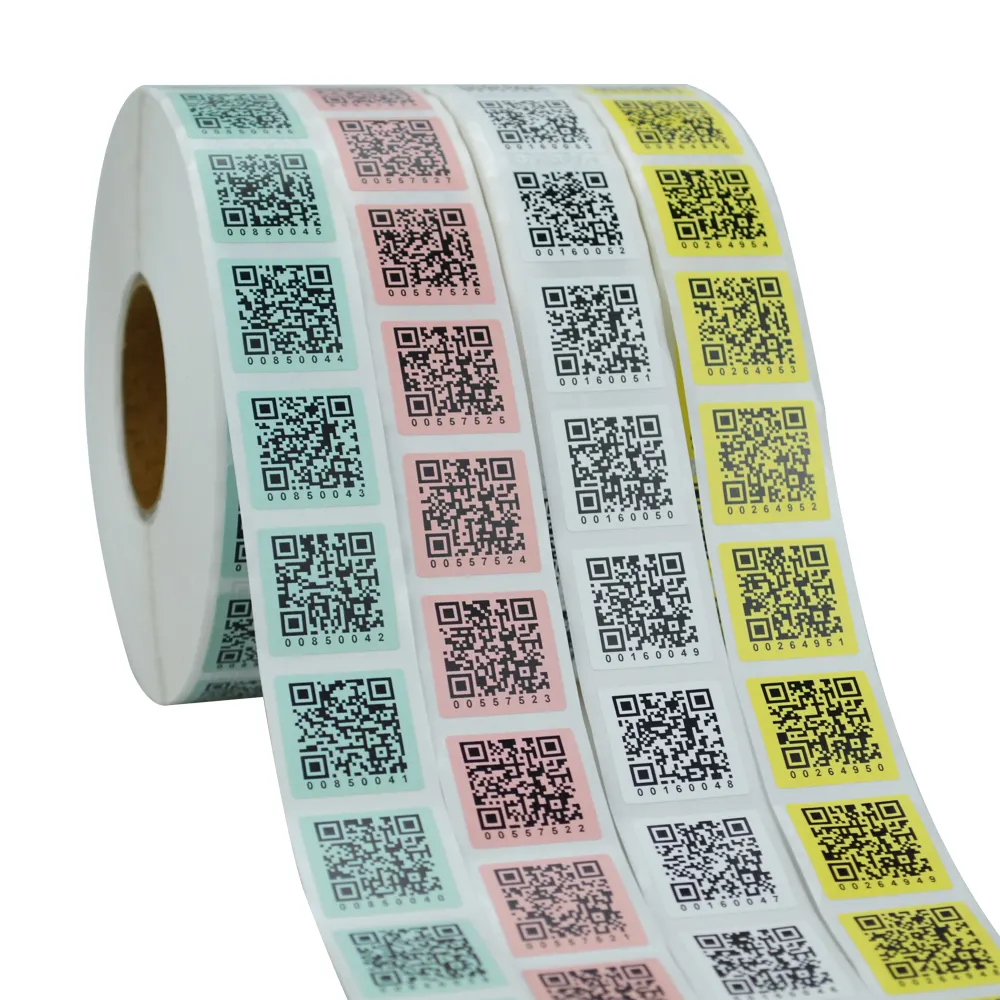 Impressão personalizada de etiquetas de etiqueta impressa com código QR de código de barras de dados variáveis de número serial e consecutivo