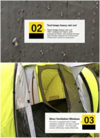 Tente de luxe à deux étages pour 4 à 6 personnes, idéale pour le camping familial et la randonnée en plein air, avec des poteaux en fibre de verre à armature droite