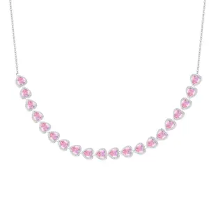 Personalizza gioielli di moda collana con diamanti a forma di cuore d'amore collana con ciondoli in ottone con zirconi rosa tagliati a cuore per le donne