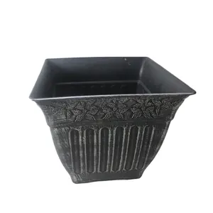 Roman Look Square Flower Pots Green Leizisure 3 Sizes Garden Sets Types Ornament Herb Plastic Planter