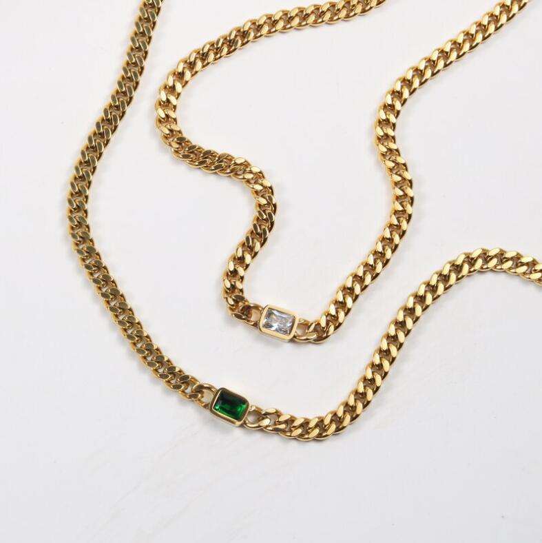 Gemstone Green Zirconia Necklace 18K Gold Choker
