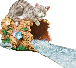 야외 친환경 폴리 수지 조각 정원 동상 동물 패턴 고양이 다운파우트 확장 - Product Image 2