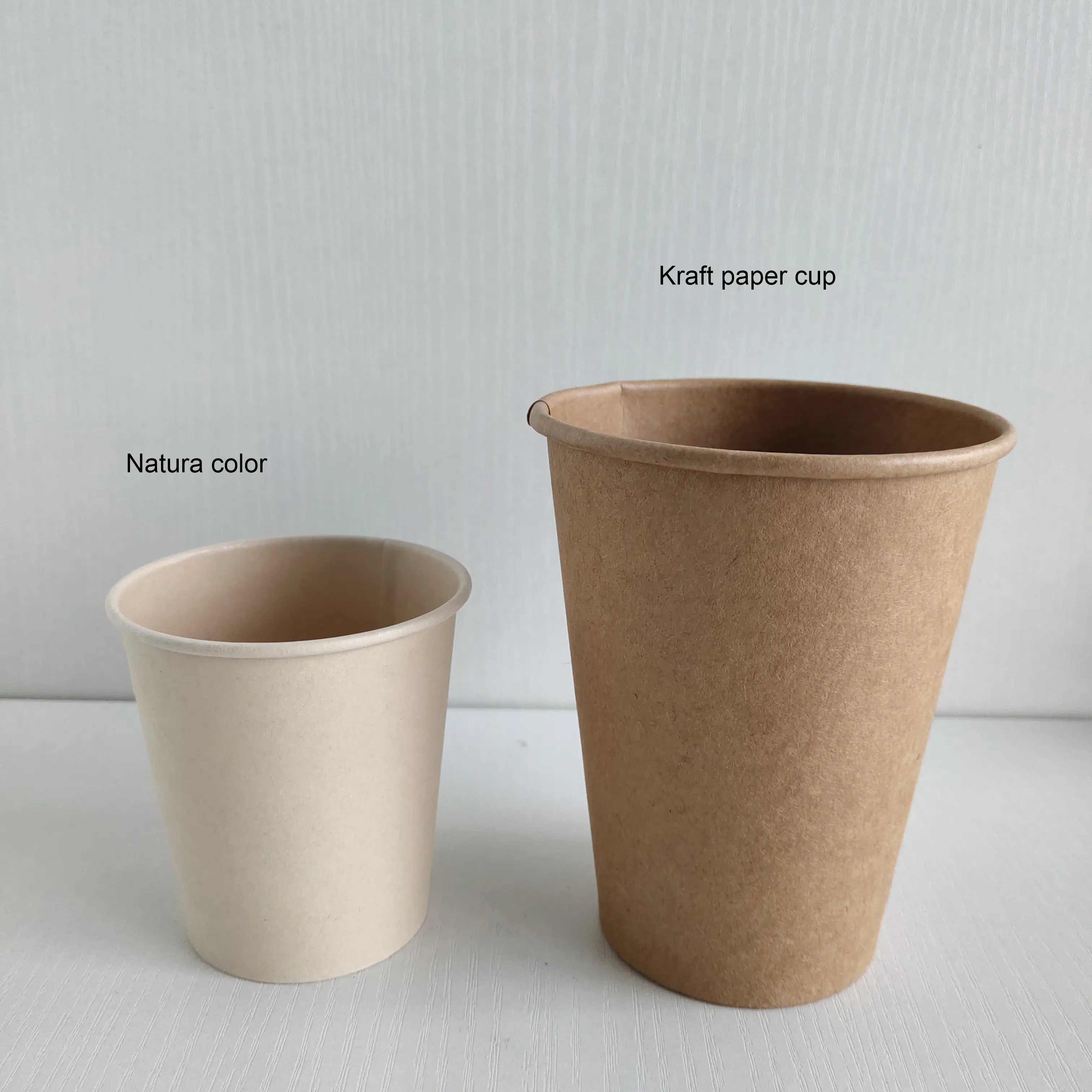 Vaso de papel de material de bambú, vaso de pulpa de papel compostable desechable en PE PLA, personalización filmada, vaso de papel de tamaño pequeño.