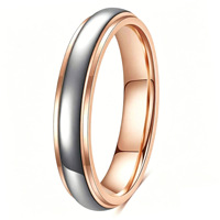 Nouvelle mode, bague en acier inoxydable géométrique plaquée or rose double face, 4 mm, 6 mm