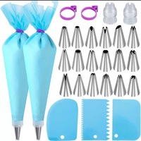 Lot de 27 douilles à pâtisserie en silicone réutilisables personnalisées, poches à douille, lisseurs à glaçage, coupleurs, embouts à glaçage, outils de pâtisserie pour enfants