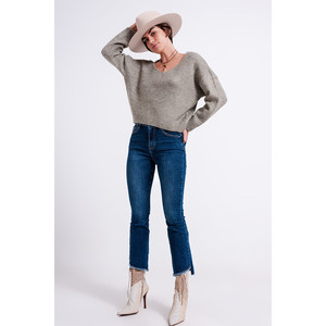 Jeans de Cintura Alta con Dobladillo Asimétrico - Product Image 4