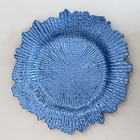 Plaques de recharge réutilisables or argent bleu et récif de 13 pouces en plastique PP Fournitures de décoration de table pour mariage et fêtes
