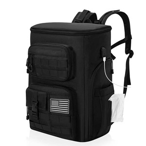 Sac à dos multifonctionnel en polyester avec fermeture éclair, grand sac à couches pour bébé, matelas à langer, port de charge USB, sac à dos de voyage - Product Image 1