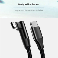 PD 60W 0.3m 1m 2m 90 Degrés Type C Angle Droit Gauche Chargeur Câble Nylon USB-c USB Type C Mâle à Mâle Câble de Charge Rapide