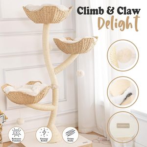 Bois massif de haute qualité avec 3 paniers griffoir coussins amovibles et lavables adaptés aux grands chats <span class=keywords><strong>arbre</strong></span> <span class=keywords><strong>à</strong></span> <span class=keywords><strong>chat</strong></span> d'intérieur - Product Image 3