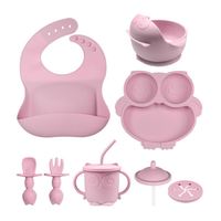 IStapromo Gifts – Ensemble de vaisselle pour enfants : bavoir absorbant, plateau, bol et fourchette pour bébé