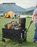 Chariot pliant de jardin, capacité de charge 150 kg, 150 L, noir encre, MGFW150BH01, acier et tissu Oxford 600D