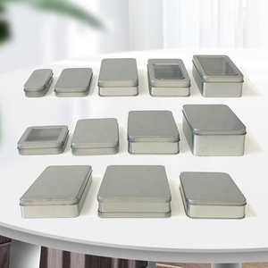 Hình chữ nhật <span class=keywords><strong>tin</strong></span> container trắng bạc nhỏ tùy chỉnh in kim loại hộp thiếc cho bao bì - Product Image 1
