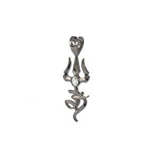 Danta Gems OM TRISHULA, Colgante Trishul Resplandeciente de Plata de Ley con Circonita y Baño de Oro de 18K, Símbolo Om, Elegancia Espiritual, Divino - Product Image 4