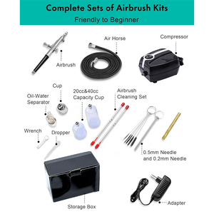 Kit aérographe à double action 48PSI avec compresseur pour tatouage, coloration, <span class=keywords><strong>peinture</strong></span> corporelle, aérographe artistique - Product Image 4