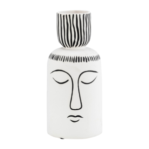 Jarrón de Cerámica con Diseño de Rostro, Blanco y Negro, Moderno, Decorativo, para Sala de Estar, Dormitorio, Oficina, Decoración del Hogar - Product Image 1