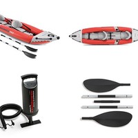 Bateau gonflable double INTEX en PVC, caoutchouc, pour deux personnes, rafting en eaux vives, comprend des pagaies, une pompe à air, 3,1-4 m, 68309