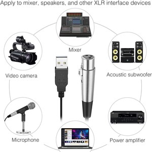 Câble XLR vers USB avec carte son, microphone USB, interface d'enregistrement audio, connecteur en plastique - Product Image 5