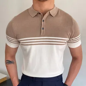 Các Nhà Sản Xuất Bán Buôn Hải Quan Mùa Hè Sọc Retro Cotton Mỏng Cắt Đan Màu Sắc Sọc Polo Áo Sơ Mi