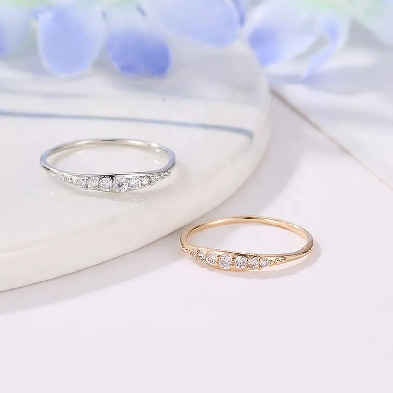 Set Cincin Pasangan Romantis Korea, Perhiasan Cincin Pertunangan Berlian Zirkon untuk Pria Wanita