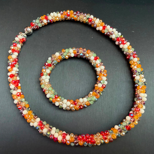 Collier ras du cou en perles nouées faites à la main, ensemble de bijoux, collier ras du cou en cristal, chaîne de perles, cristal à facettes étincelant, cadeau mignon, boule <span class=keywords><strong>JADEAR</strong></span> - Product Image 1