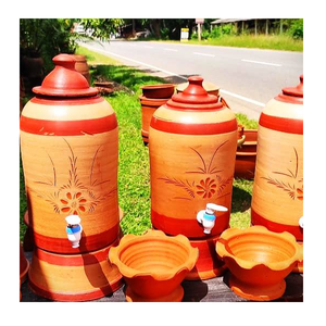 Bouteille d'eau portable en terre cuite rustique classique, écologique, faite à la main, grande capacité, pour une hydratation quotidienne, style tribal - Product Image 5