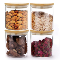 Stoples Penyimpanan Makanan dan Rempah-rempah Kaca Ukuran Sedang 15oz 450ml, Wadah Kedap Udara dengan Tutup Bambu