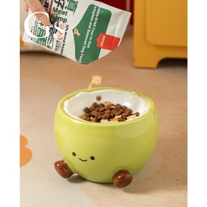 Rắn thân thiện với môi gốm Bát chó cao chân phẳng miệng bảo vệ cột sống cổ tử cung chống gõ đường kính lớn uống bát cơm - Product Image 4