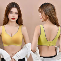 Soutien-gorge confortable sans armatures pour femme, une pièce, imprimé, tricoté, motif uni, sexy, bonnet complet, dos en U, sans trace