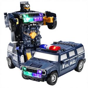 Voiture de Police Télécommandée Transformable <span class=keywords><strong>Jouet</strong></span> Robot Universel Acousto-Optique Véhicules pour Enfants avec Musique Lumière et Projection - Product Image 1