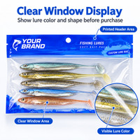 Sacs de leurre de pêche personnalisés Sac en mylar PET imprimé avec fenêtre Sac à fermeture éclair refermable avec trou pour emballage de leurre de poisson en plastique souple