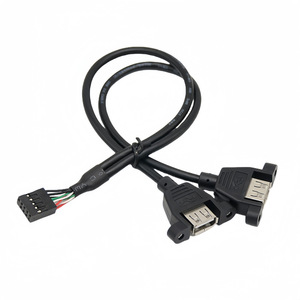 Cable de extensión USB DuPont de 9 pines a doble puerto, conector de placa base moldeado a alta presión con cable de cobre de paso de 2,54 mm - Product Image 2