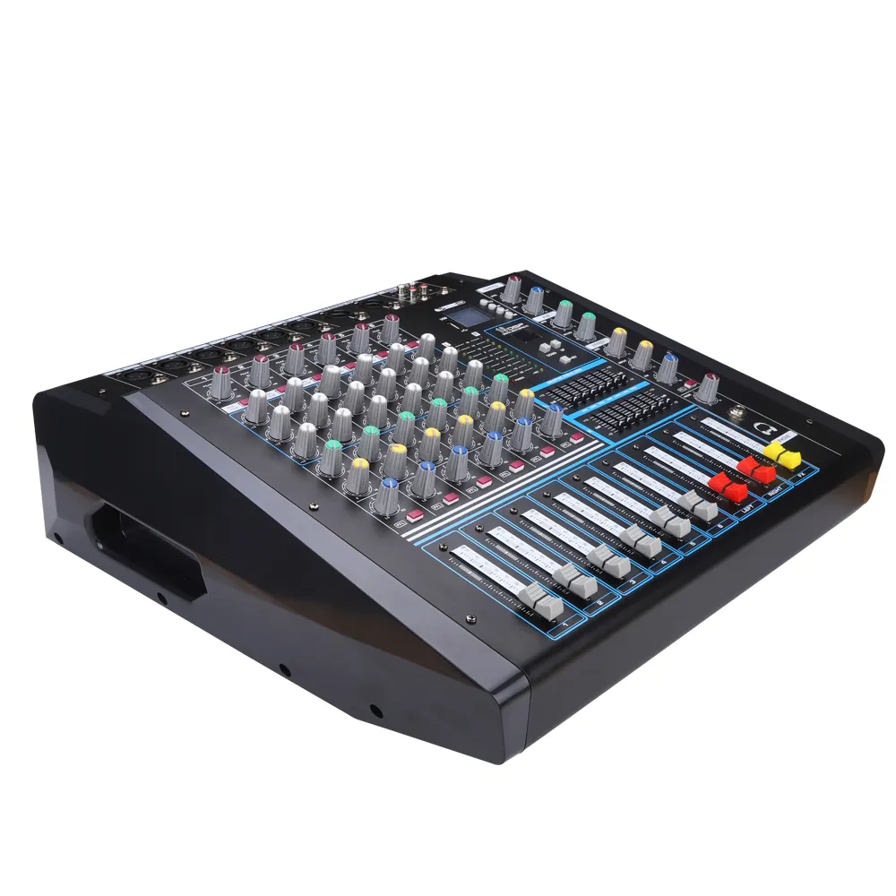 New arrival power mixer USB console build-in power amplifier 6 channel audio mixer